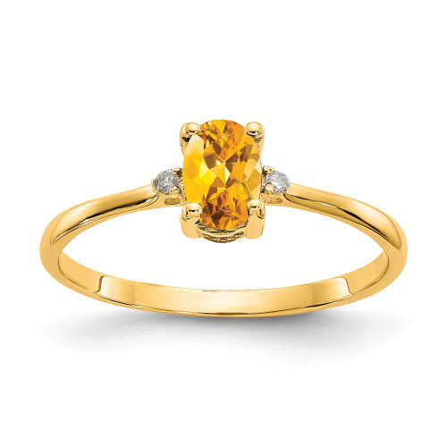10k Polished Geniune Diamond & Citrine Birthstone Ring