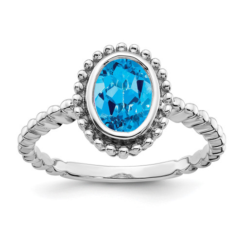 10k White Gold Oval Blue Topaz Ring