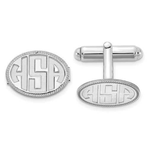 14KW Oval with Boarder Recessed Letters Monogram Cuff Links
