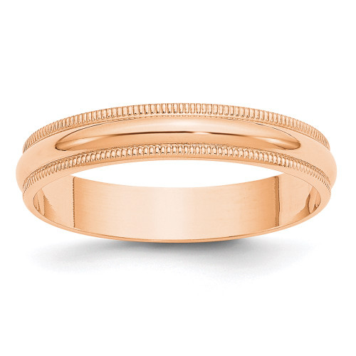 10k Rose Gold 4mm LTW Milgrain Half Round Band
