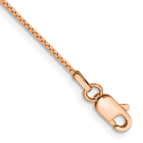 14k Rose Gold .9mm Box Link Chain Anklet
