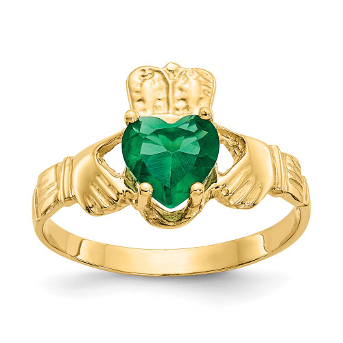 10k May Birthstone Claddagh Ring