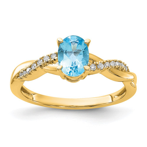 10k Oval Blue Topaz and Diamond Ring