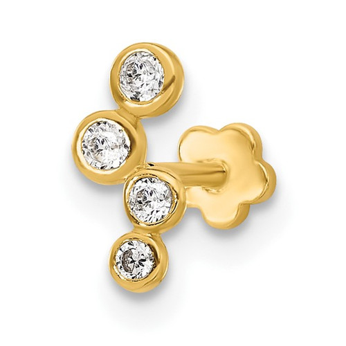 14K 18 Gauge Polished CZ Cartilage Body Jewelry