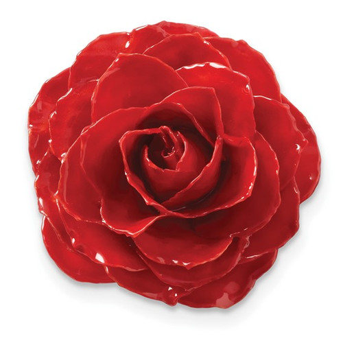 Lacquer Dipped Large Red Real Rose Pin Brooch Lacquer Dipped Large Red Real Rose Pin Brooch