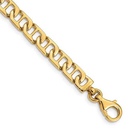 14k 6.5mm Hand-polished Fancy Anchor Link Bracelet