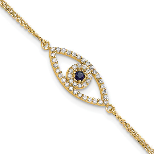 14k  A Diamond/Sapphire Evil Eye w/ 1in Ext.Bracelet