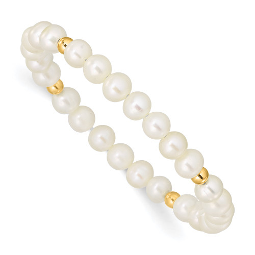 14K Madi K 4-5mm White Egg Shape FWC Pearl & Beads Stretch Bracelet 14K Madi K 4-5mm White Egg Shape FWC Pearl & Beads Stretch Bracelet