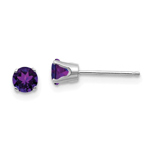 14k White Gold 4mm Amethyst Stud Earrings