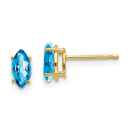 14k 7x3.5mm Marquise Blue Topaz earring