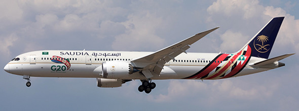 LH4192A | JC Wings 1:400 | Boeing 787-9 Saudi HZ-ARF G20 logo (flaps down) | is due: September 2020