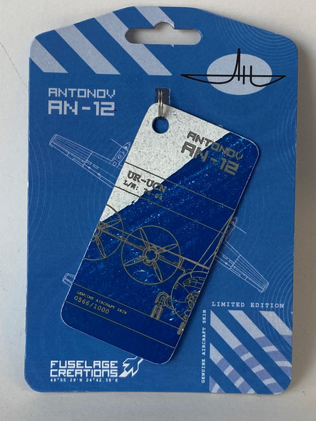 AHS19 | Gifts Key Rings | Original Aircraft Skin - Antonov AN-12BK Ukranian Cargo Airways UR-UCN blue/white