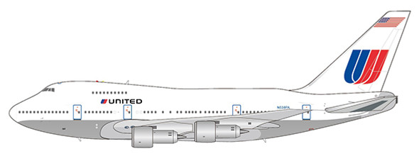 XX4961 | JC Wings 1:400 | Boeing 747SP United white scheme N538PA