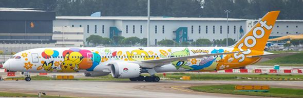 SA2020A | JC Wings 1:200 | Scoot Boeing 787-9 Dreamliner Pokemon Livery Flap Down Reg: 9V-OJJ (with stand)