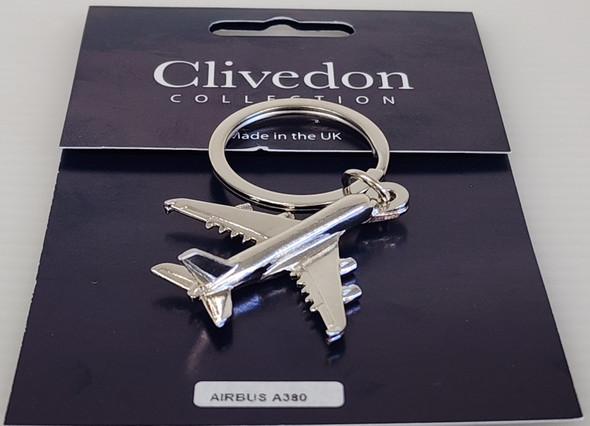 CL040S | Clivedon Collection Key Rings | AIRBUS A380 silver keyring