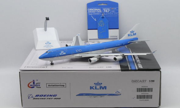 XX20345 | JC Wings 1:200 | Boeing 747-400 KLM Royal Dutch Airlines 100 Reg: PH-BFG Aviation Tag | is due July 2024