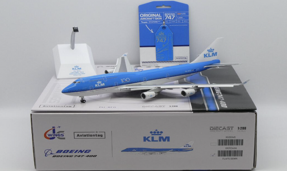 XX20345A | JC Wings 1:200 | Boeing 747-400 KLM Royal Dutch Airlines 100 Reg: PH-BFG Aviation Tag Flaps Down | is due July 2024