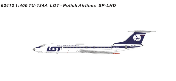 PM62412 | Blue Box 1:400 | Tupolev TU-134A LOT-Polish Airlines SP-LHD | is due July 2024