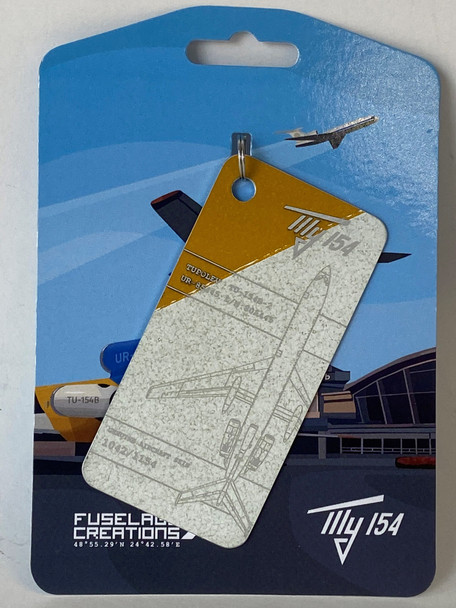 AHS22 | Gifts Key Rings | Original Aircraft Skin - Tupolev TU-154 Air Ukraine UR-85445 White/yellow