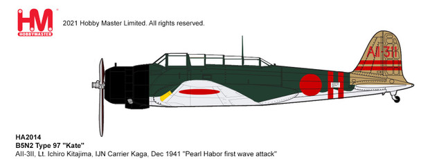 HA2014 | Hobby Master Military 1:72 | B5N1 type97 Kate AII-3II Kaga Carrier Dec 41 | is due: June 2022