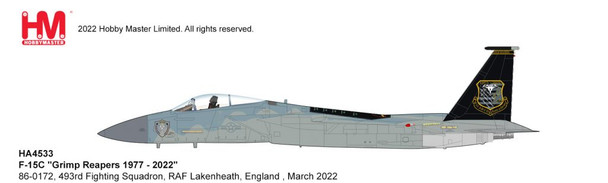HA4533 | Hobby Master Military 1:72 | F-15C Grimp Reapers 1977 - 2022 86-0172, 493rd Fighting Squadron, RAF Lakenheath, England