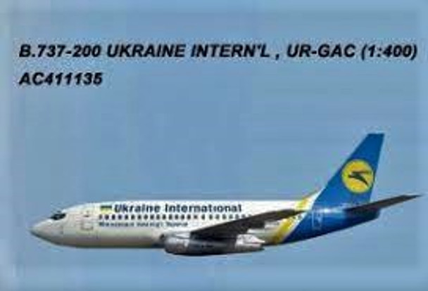 AC411135 | Aero Classics 1:400 | Boeing 737-200 Ukraine Intrn'l UR-GAC