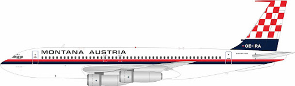 IF701MONT0122B | InFlight200 1:200 | Boeing 707-100 Montana OE-IRA With Stand