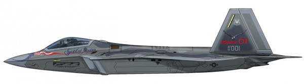 HA2811C | Hobby Master Military 1:72 | F-22 RAPTOR SPIRIT OF AMERICA WITH UNDERWING WEAPONS - 2 X AGM-158, 8 X AIM-120 AND 2 X FUEL TANKS | is due: June 2024