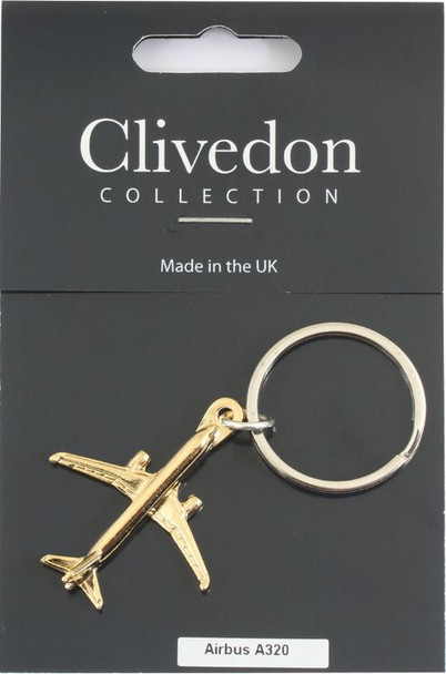 CL045 | Clivedon Collection Key Rings | AIRBUS A320 22ct Gold plated keyring