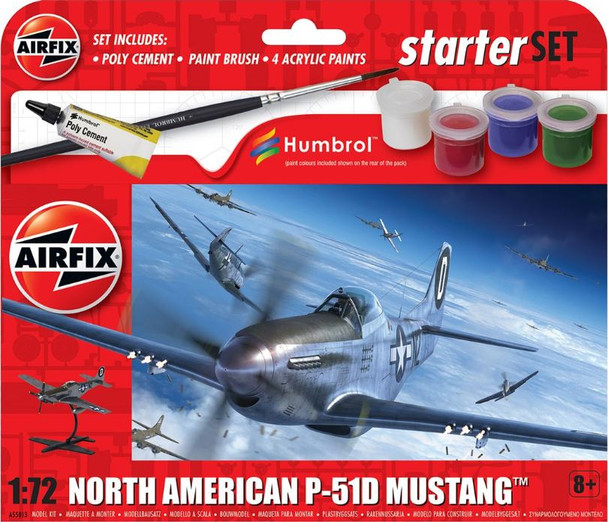 A55013 | Airfix 1:72 |  Airfix kit - North American P-51D Mustang Starter set  1:72 scale