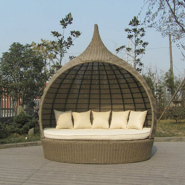 Tear Drop Shape Outdoor Rattan Daybed For Swimming Pool