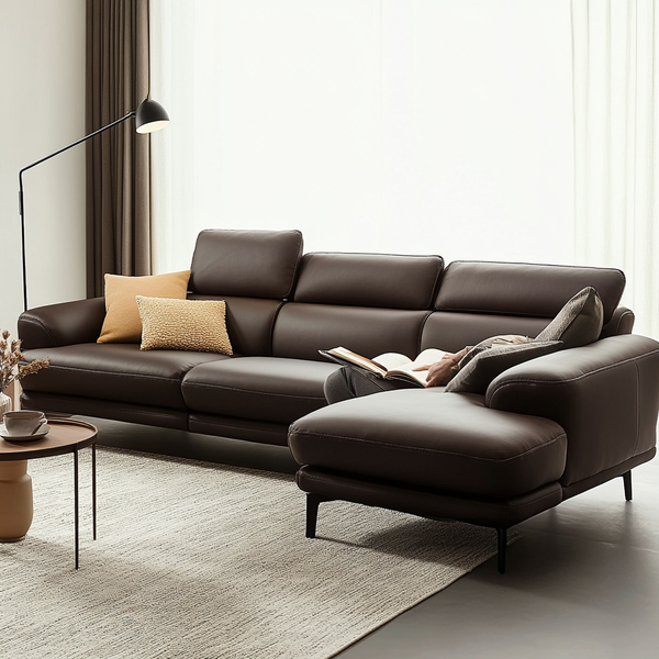 Brown Leather L-Shaped