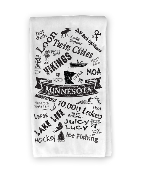 Kitchen towel Minnesota destination in Vintage Fusion art theme