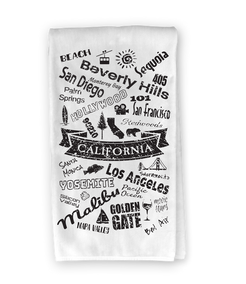 Kitchen towel California destination in Vintage Fusion art theme