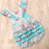 Ruffle Romper Teal/Red - Size 2