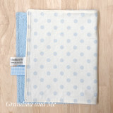 White/Blue Spot Burping Rug