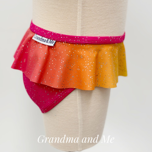Pink Ombre Sparkle Skirted Brief size 4
