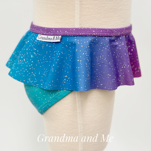 Blue Ombre Sparkle Skirted Brief size 6