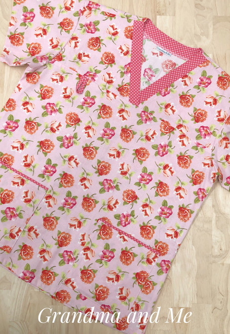 L Scrub Top Pink Floral