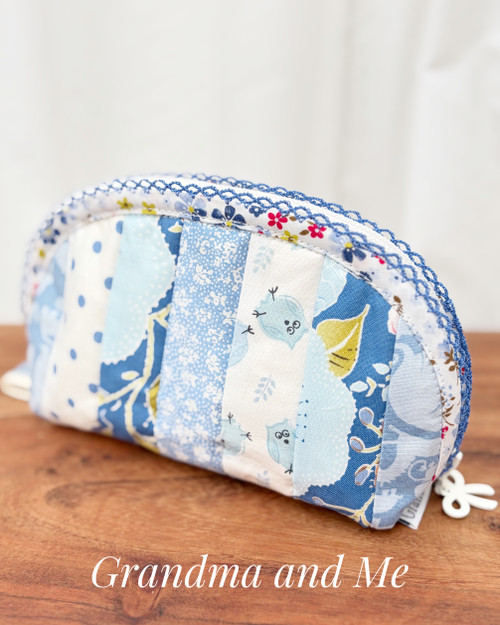 Zippered Blue Curved Pouch