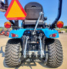 Rear 3-point hitch and PTO system on LS MT125 open station tractor for small implements and attachments.