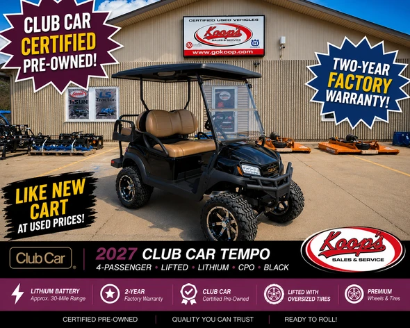 2027 Club Car Tempo 4 Passenger Lifted Lithium CPO Golf Cart (Black)