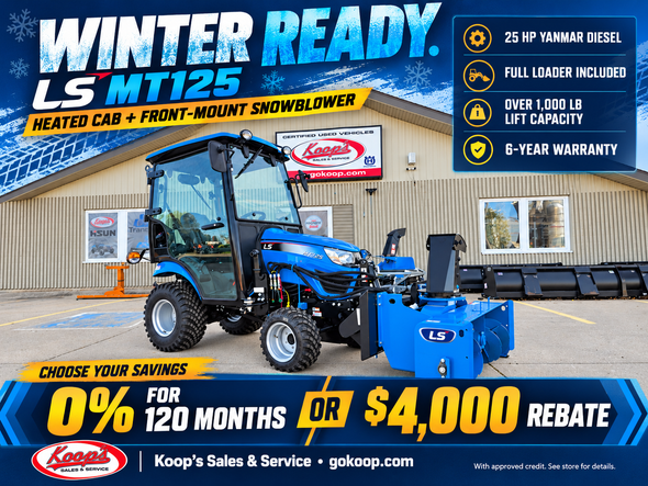 LS Tractor MT125 w/Loader, Heated Cab and Snowblower