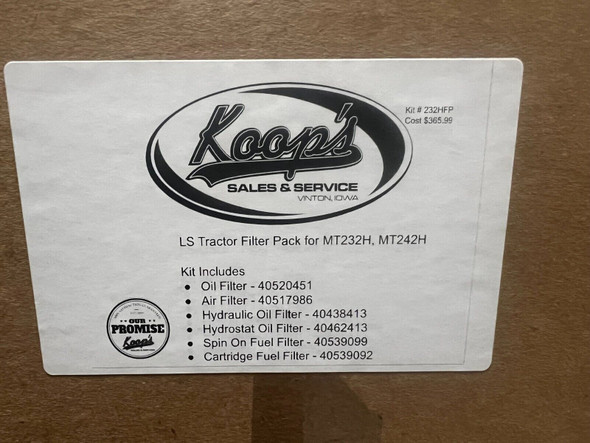 Genuine OEM LS Tractor Filter Pack For MT232H, MT242H Tractors (232HFP)