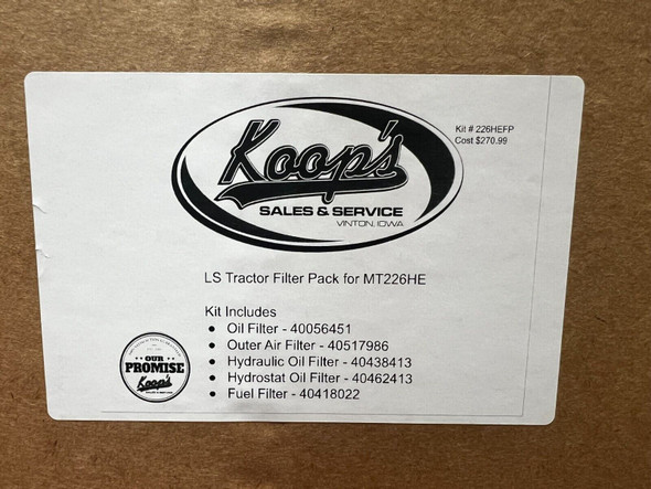Genuine OEM LS Tractor Filter Pack For MT226HE Tractors W/O A Cab (226HEFP)