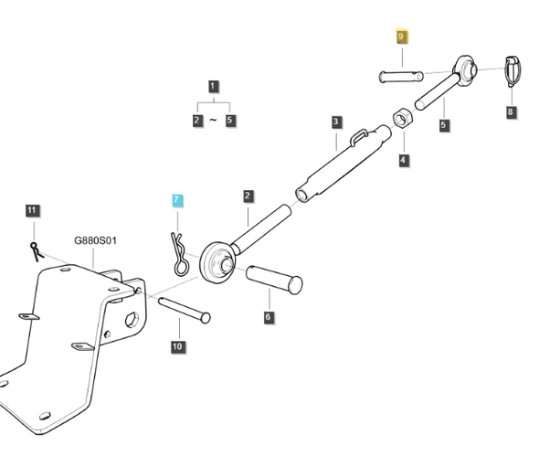 Genuine OEM LS Tractor Pin Upper Link For Certain MT122 Models (40010207)