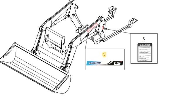 LS Tractor LL3102 Loader Decal (Left Hand Side) (40256028)