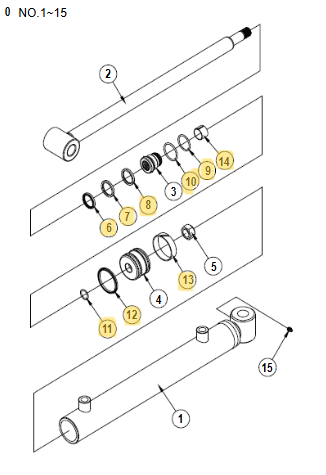 LS Tractor Bucket Cylinder Seal Kit (Right Hand Side) (LL1101SEAL)