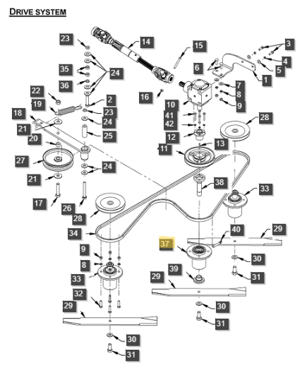 Genuine OEM LS Tractor Spindle Assembly for LM3560 Mid Mower (Middle) (39002564)