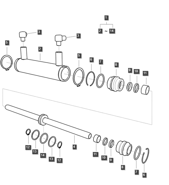 Genuine OEM LS Tractor Steering Cylinder for MT122/125 (40338698)